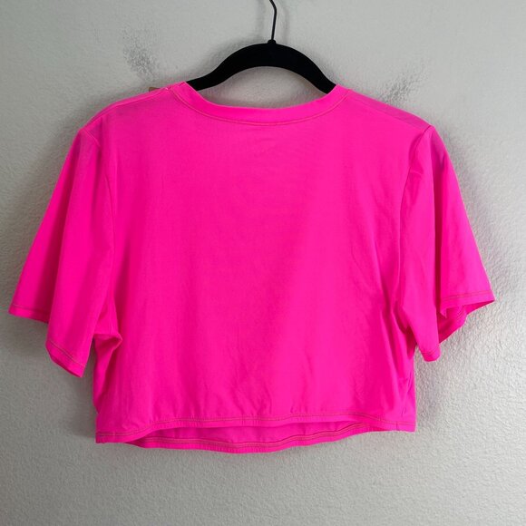 Skims Womens Plus 3X Neon Pink Fits Everybody Crop Top Short Sleeve Stretch - Picture 5 of 9